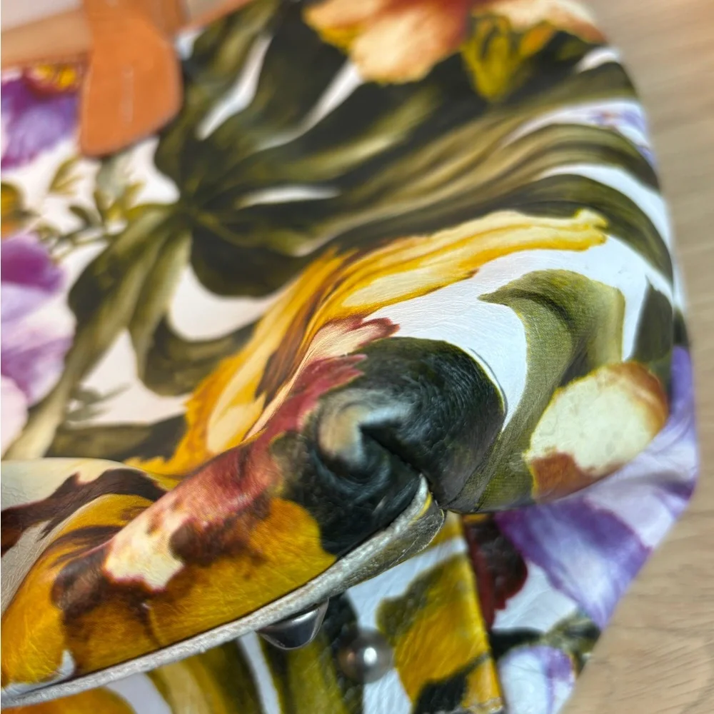 Maurizio Taiuti Genuine Italian‎ Leather “Orchid” Print Large Tote